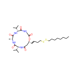 CCCCCCCCSSCC/C=C/[C@@H]1CC(=O)N[C@H](C(C)C)C(=O)N[C@H](C)C(=O)N[C@H](C(C)C)C(=O)NCC(=O)O1 ZINC000473151205
