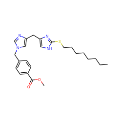 CCCCCCCCSc1nc(Cc2cn(Cc3ccc(C(=O)OC)cc3)cn2)c[nH]1 ZINC000036286639