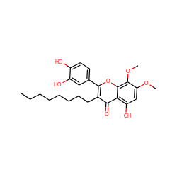 CCCCCCCCc1c(-c2ccc(O)c(O)c2)oc2c(OC)c(OC)cc(O)c2c1=O ZINC000036222851