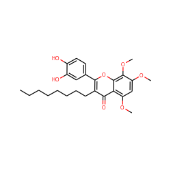 CCCCCCCCc1c(-c2ccc(O)c(O)c2)oc2c(OC)c(OC)cc(OC)c2c1=O ZINC000002014145