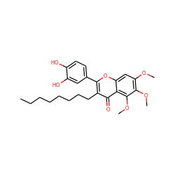 CCCCCCCCc1c(-c2ccc(O)c(O)c2)oc2cc(OC)c(OC)c(OC)c2c1=O ZINC000036222842