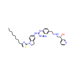 CCCCCCCCc1csc(N2CCc3cc(N/C(=N/c4ccc(CCNC[C@H](O)c5cccnc5)cc4)NC#N)ccc32)n1 ZINC000034801627