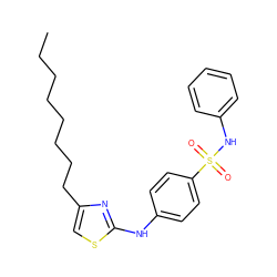 CCCCCCCCc1csc(Nc2ccc(S(=O)(=O)Nc3ccccc3)cc2)n1 ZINC000034801599