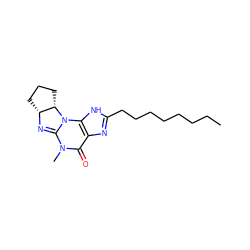 CCCCCCCCc1nc2c([nH]1)N1C(=N[C@@H]3CCC[C@@H]31)N(C)C2=O ZINC000036243138