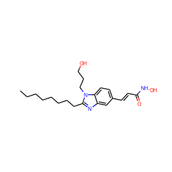 CCCCCCCCc1nc2cc(/C=C/C(=O)NO)ccc2n1CCCO ZINC000044430461