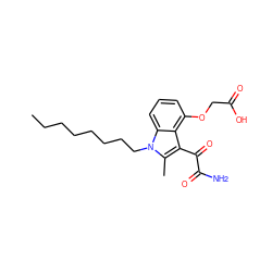 CCCCCCCCn1c(C)c(C(=O)C(N)=O)c2c(OCC(=O)O)cccc21 ZINC000036286532