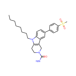 CCCCCCCCn1c2c(c3cc(-c4ccc(S(C)(=O)=O)cc4)ccc31)CN(C(N)=O)CC2 ZINC000205728954