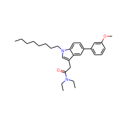 CCCCCCCCn1cc(CC(=O)N(CC)CC)c2cc(-c3cccc(OC)c3)ccc21 ZINC000064541030