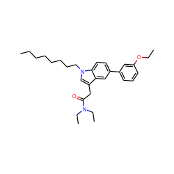 CCCCCCCCn1cc(CC(=O)N(CC)CC)c2cc(-c3cccc(OCC)c3)ccc21 ZINC000064541032