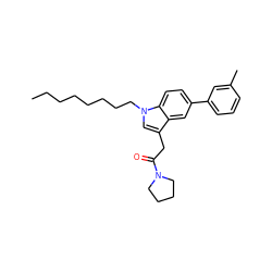 CCCCCCCCn1cc(CC(=O)N2CCCC2)c2cc(-c3cccc(C)c3)ccc21 ZINC000064548953