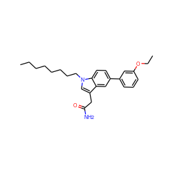 CCCCCCCCn1cc(CC(N)=O)c2cc(-c3cccc(OCC)c3)ccc21 ZINC000043574865