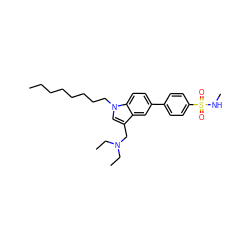 CCCCCCCCn1cc(CN(CC)CC)c2cc(-c3ccc(S(=O)(=O)NC)cc3)ccc21 ZINC000096258407