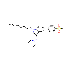 CCCCCCCCn1cc(CN(CC)CC)c2cc(-c3ccc(S(C)(=O)=O)cc3)ccc21 ZINC000096258408