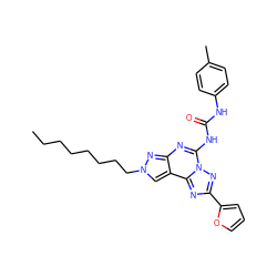 CCCCCCCCn1cc2c(nc(NC(=O)Nc3ccc(C)cc3)n3nc(-c4ccco4)nc23)n1 ZINC000034800688