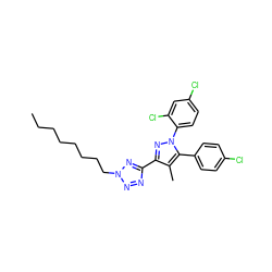 CCCCCCCCn1nnc(-c2nn(-c3ccc(Cl)cc3Cl)c(-c3ccc(Cl)cc3)c2C)n1 ZINC000036294659