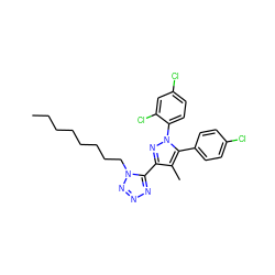 CCCCCCCCn1nnnc1-c1nn(-c2ccc(Cl)cc2Cl)c(-c2ccc(Cl)cc2)c1C ZINC000036294657