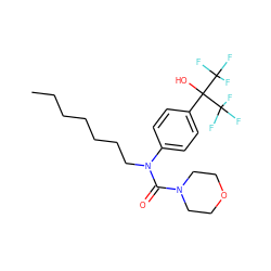 CCCCCCCN(C(=O)N1CCOCC1)c1ccc(C(O)(C(F)(F)F)C(F)(F)F)cc1 ZINC000036184777