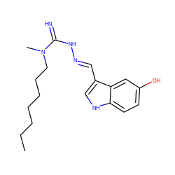 CCCCCCCN(C)C(=N)N/N=C/c1c[nH]c2ccc(O)cc12 ZINC000043273703