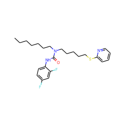 CCCCCCCN(CCCCCSc1ccccn1)C(=O)Nc1ccc(F)cc1F ZINC000036330914