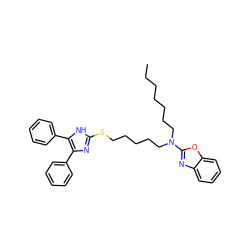 CCCCCCCN(CCCCCSc1nc(-c2ccccc2)c(-c2ccccc2)[nH]1)c1nc2ccccc2o1 ZINC000014277834