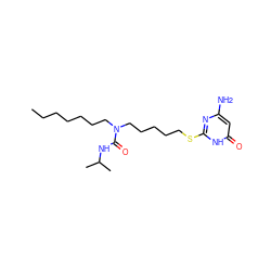 CCCCCCCN(CCCCCSc1nc(N)cc(=O)[nH]1)C(=O)NC(C)C ZINC000036331593