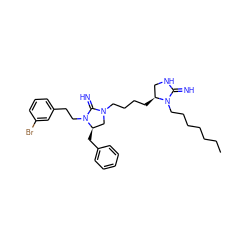 CCCCCCCN1C(=N)NC[C@@H]1CCCCN1C[C@@H](Cc2ccccc2)N(CCc2cccc(Br)c2)C1=N ZINC000103251691