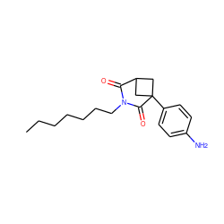 CCCCCCCN1C(=O)C2CC(c3ccc(N)cc3)(C2)C1=O ZINC000036289278