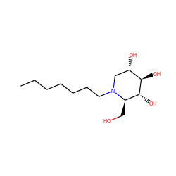 CCCCCCCN1C[C@H](O)[C@@H](O)[C@H](O)[C@H]1CO ZINC000066104602