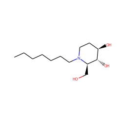 CCCCCCCN1CC[C@@H](O)[C@H](O)[C@H]1CO ZINC000473179544