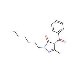 CCCCCCCN1N=C(C)[C@@H](C(=O)c2ccccc2)C1=O ZINC000100115871