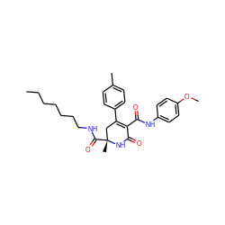 CCCCCCCNC(=O)[C@]1(C)CC(c2ccc(C)cc2)=C(C(=O)Nc2ccc(OC)cc2)C(=O)N1 ZINC000206032980