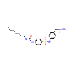 CCCCCCCNC(=O)Nc1ccc(S(=O)(=O)Nc2ccc(CC(C)(C)N)cc2)cc1 ZINC000049771206