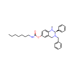 CCCCCCCNC(=O)Oc1ccc2c(c1)CN(Cc1ccccc1)[C@H](c1ccccc1)N2C ZINC000653735426