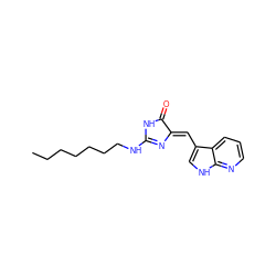 CCCCCCCNC1=N/C(=C\c2c[nH]c3ncccc23)C(=O)N1 ZINC000042888523