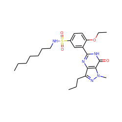 CCCCCCCNS(=O)(=O)c1ccc(OCC)c(-c2nc3c(CCC)nn(C)c3c(=O)[nH]2)c1 ZINC000299855624