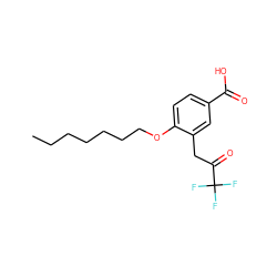 CCCCCCCOc1ccc(C(=O)O)cc1CC(=O)C(F)(F)F ZINC000036144432