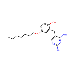 CCCCCCCOc1ccc(OC)c(Cc2cnc(N)nc2N)c1 ZINC000034801950