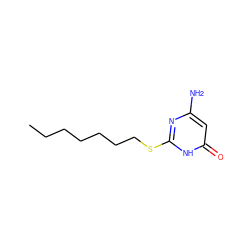 CCCCCCCSc1nc(N)cc(=O)[nH]1 ZINC000008829117