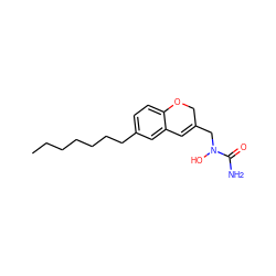 CCCCCCCc1ccc2c(c1)C=C(CN(O)C(N)=O)CO2 ZINC000036222880