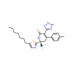 CCCCCCCc1cnc([C@@]2(C(F)(F)F)CC(c3ccc(C)cc3)=C(c3nn[nH]n3)C(=O)N2)s1 ZINC001772618149