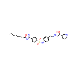 CCCCCCCc1nc(-c2ccc(S(=O)(=O)Nc3ccc(CCNC[C@H](O)c4cccnc4)cc3)cc2)no1 ZINC000034801591