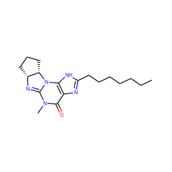 CCCCCCCc1nc2c([nH]1)N1C(=N[C@@H]3CCC[C@@H]31)N(C)C2=O ZINC000036243140