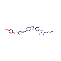 CCCCCCN(C)C(=O)Nc1ccc(S(=O)(=O)Nc2ccc(CCNC[C@H](O)COc3ccc(O)cc3)cc2)cc1 ZINC000034801578