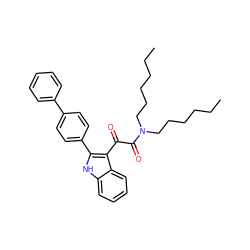 CCCCCCN(CCCCCC)C(=O)C(=O)c1c(-c2ccc(-c3ccccc3)cc2)[nH]c2ccccc12 ZINC000473085496