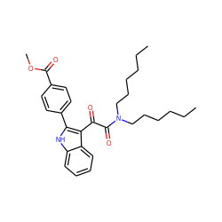 CCCCCCN(CCCCCC)C(=O)C(=O)c1c(-c2ccc(C(=O)OC)cc2)[nH]c2ccccc12 ZINC000473085500