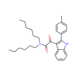 CCCCCCN(CCCCCC)C(=O)C(=O)c1c(-c2ccc(C)cc2)[nH]c2ccccc12 ZINC000013560056