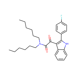 CCCCCCN(CCCCCC)C(=O)C(=O)c1c(-c2ccc(F)cc2)[nH]c2ccccc12 ZINC000013560053