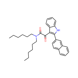 CCCCCCN(CCCCCC)C(=O)C(=O)c1c(-c2ccc3ccccc3c2)[nH]c2ccccc12 ZINC000473082631