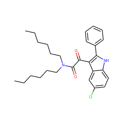 CCCCCCN(CCCCCC)C(=O)C(=O)c1c(-c2ccccc2)[nH]c2ccc(Cl)cc12 ZINC000013560059