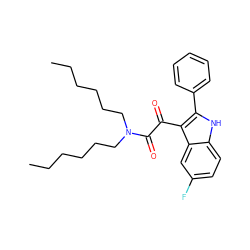 CCCCCCN(CCCCCC)C(=O)C(=O)c1c(-c2ccccc2)[nH]c2ccc(F)cc12 ZINC000040431148